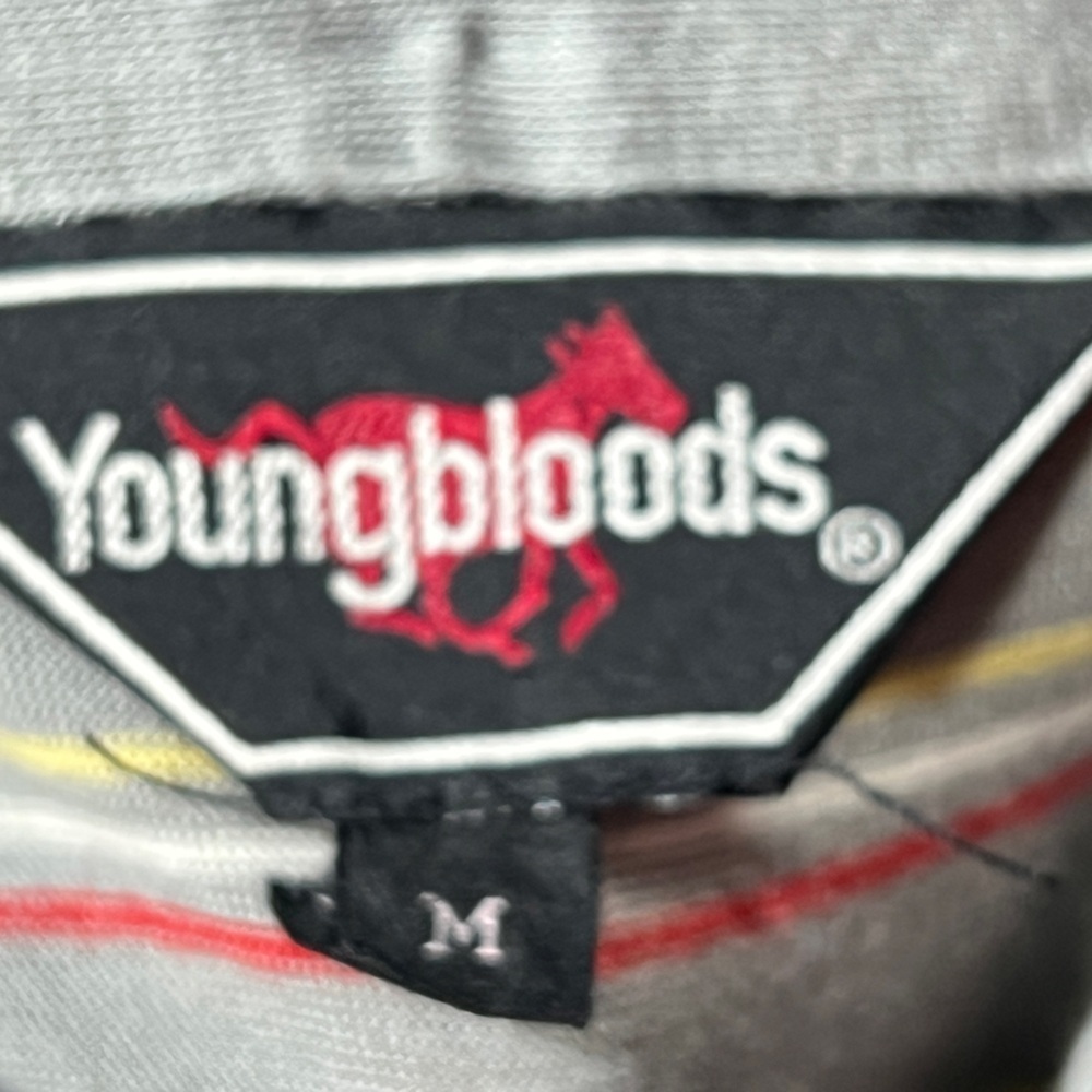 VTG Youngbloods Polo Mens Striped 1980s Gray Short Sleeve Tennis Shirt Summer - Picture 3 of 3